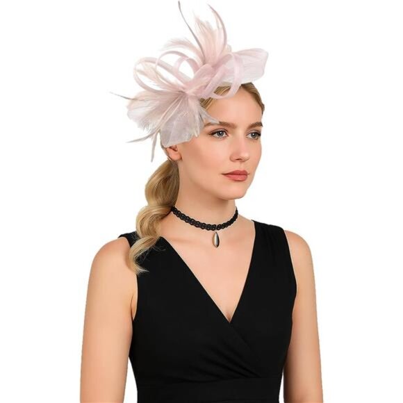 Derby Hat for Women 2025 Fascinators Hat Elegant Mesh Feather Headband - Picture 1 of 14